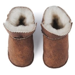 Toddlers leather slippers sheep skin brown