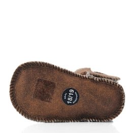 Toddlers leather slippers sheep skin brown