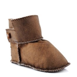 Toddlers leather slippers sheep skin brown