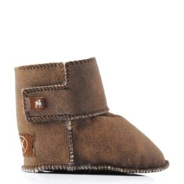 Toddlers leather slippers sheep skin brown