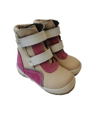 Pink winter leather shoes for girls 21-26 size