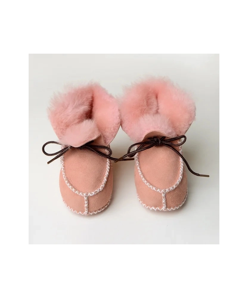 Žieminiai batukai su avikailiu kūdikiams rožinės spalvos